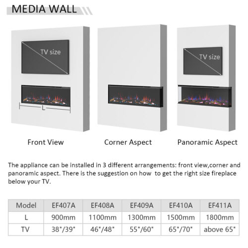 BALDERIA Athena 52" Elektrische Haard - Zwart