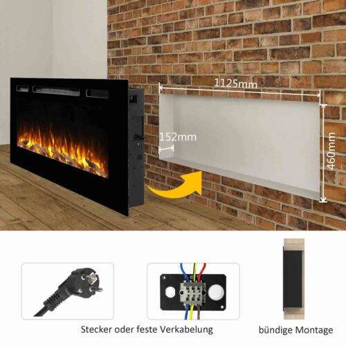BALDERIA Fiamma 48" Elektrische Inbouwhaard - Zwart