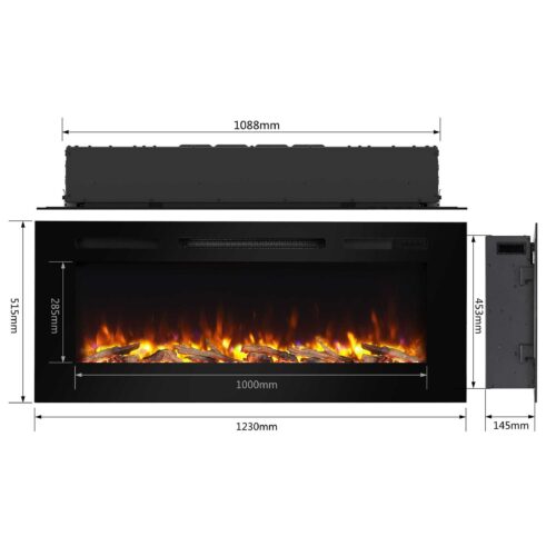 BALDERIA Fiamma 48" Elektrische Inbouwhaard - Zwart