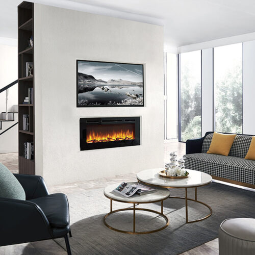 BALDERIA Fiamma 48" Elektrische Inbouwhaard - Zwart