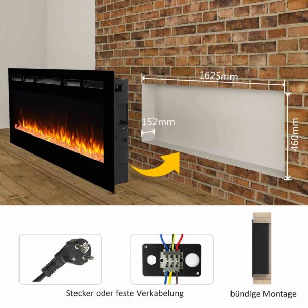 RICHEN Fiamma 68" Elektrische Inbouwhaard - Zwart