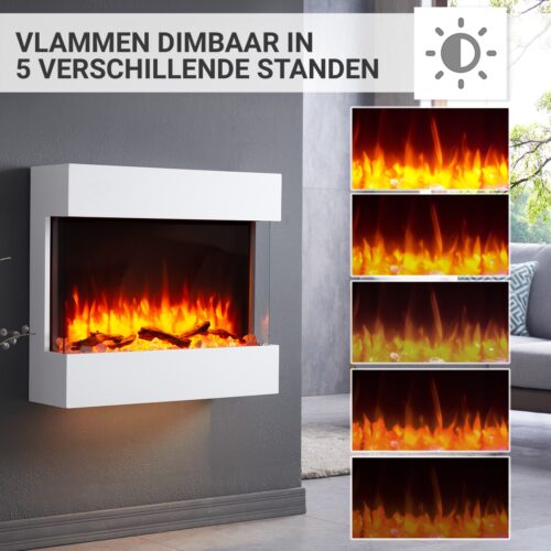 Elektrische wandhaard Lima Wit - Vlammen Dimbaar