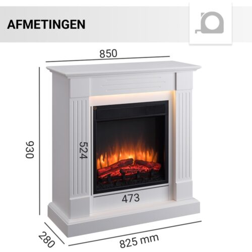 Elektrische haard Luanda Wit afmetingen