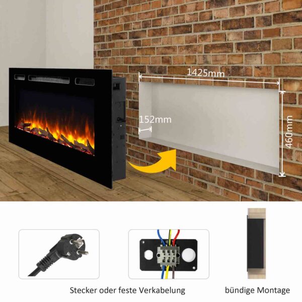 RICHEN Fiamma 60" Elektrische Inbouwhaard - Zwart