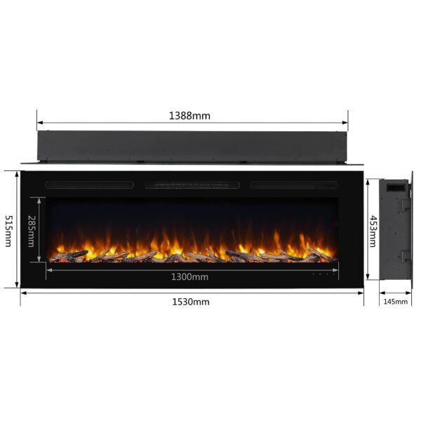RICHEN Fiamma 60" Elektrische Inbouwhaard - Zwart