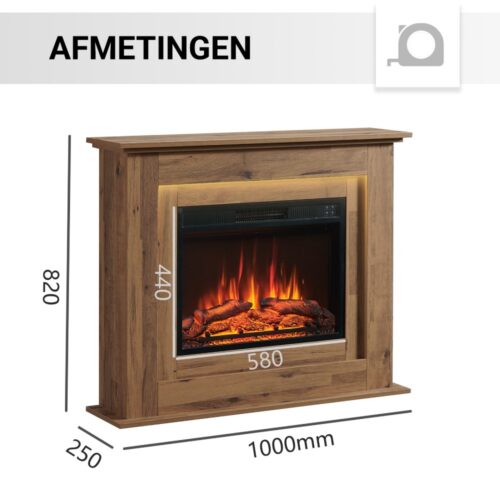 Elektrische haard Fria Donker Eiken afmetingen