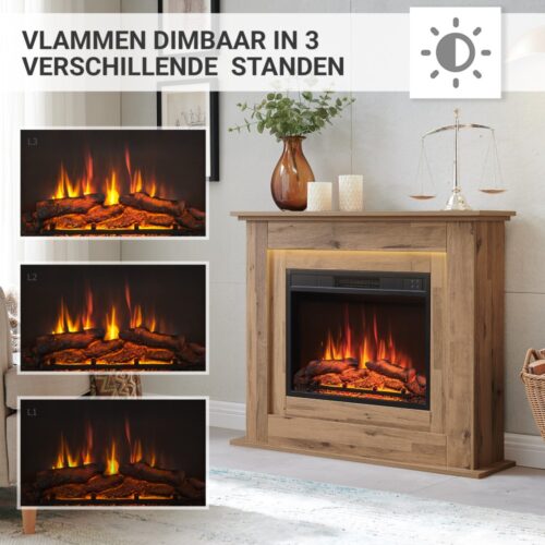 Elektrische haard Fria Donker Eiken dimbaarheid