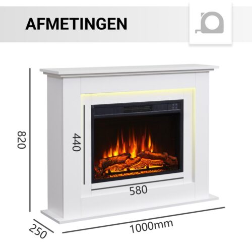 Elektrische haard Fria Wit afmetingen