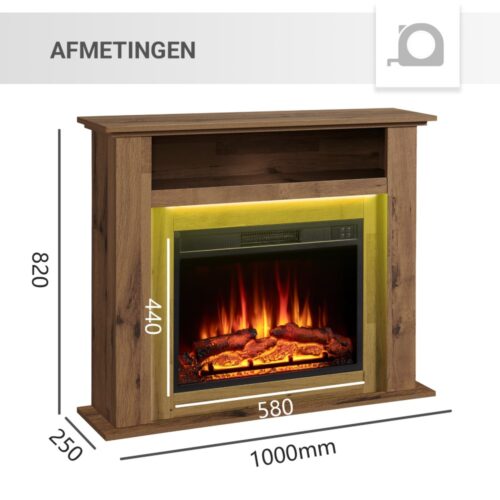 Elektrische haard Lisboa Donker Eiken - Afmetingen